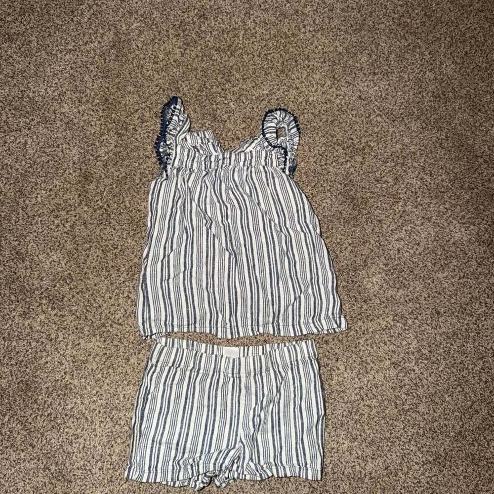 Carter's Striped Outfit Set Size 5T/5A Blue White Shorts Tank